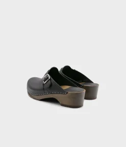 Halmstad buckled clog mules