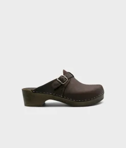 Halmstad buckled clog mules