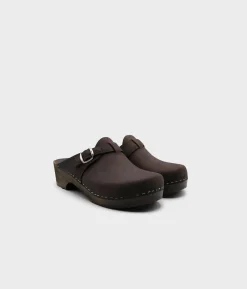 Halmstad buckled clog mules