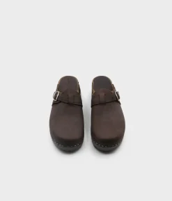Halmstad buckled clog mules