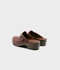 Halmstad buckled clog mules