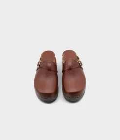 Halmstad buckled clog mules
